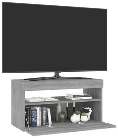 Móvel de TV com luzes LED 75x35x40 cm cinzento sonoma