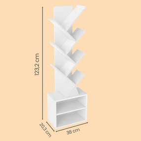Estante em forma de árvore 20,3 x 38 x 123,2 cm Branco