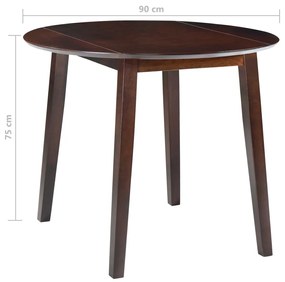 Mesa de jantar com abas rebatíveis redonda MDF castanho