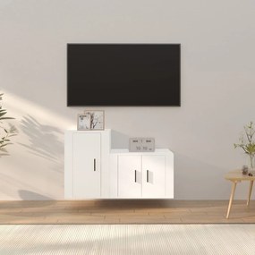 2 pcs conjunto móveis de TV derivados de madeira branco