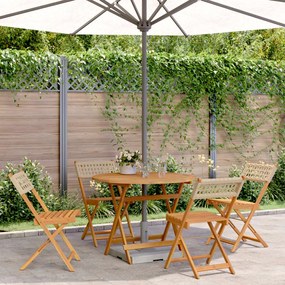 5pcs conjunto de jantar p/ jardim vime PE/ madeira maciça bege