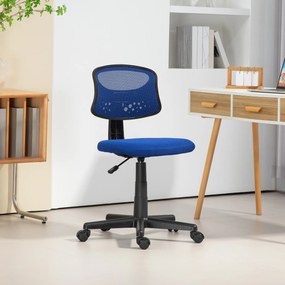 Cadeira de Escritório sem Apoio para os Braços com Encosto de Malha Respirável Altura Ajustável 43x48x78-88 cm Azul