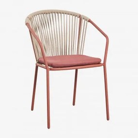 Oklahoma Cadeira De Jardim Empilhável Em Aço E Corda Trançada Vermelho Argila - Sklum