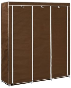 Roupeiro compartimentos e varões 150x45x175cm tecido castanho