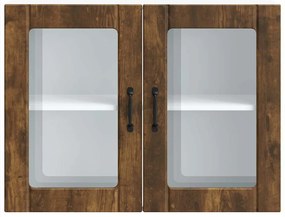 Armário de parede de cozinha porta vidro Lucca carvalho fumado