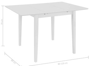 Mesa de jantar extensível (80-120)x80x74 cm MDF branco