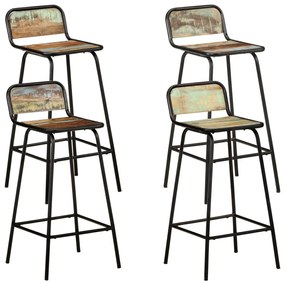 Cadeiras de bar 4 pcs madeira recuperada maciça