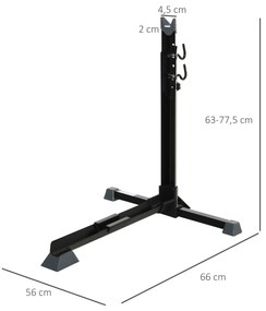 HOMCOM Suporte de bicicleta vertical Cavalete ajustável para bicicleta com alça de fixação fácil de transportar Suporta 30kg 66x56x63-73.5cm Preto