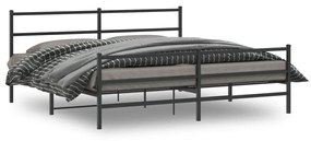 vidaXL Estrutura de cama com cabeceira e pés 180x200 cm metal preto