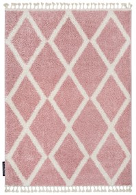 Tapete BERBER TROIK A0010 cor de rosa/branco Franjas berbere marroquino shaggy