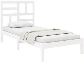 Estrutura de cama solteiro 90x190 cm madeira maciça branco