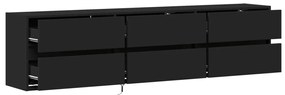Móvel de parede para TV com luzes LED 180x31x45 cm preto