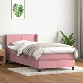 Cama com molas/colchão 100x220 cm veludo Rosa