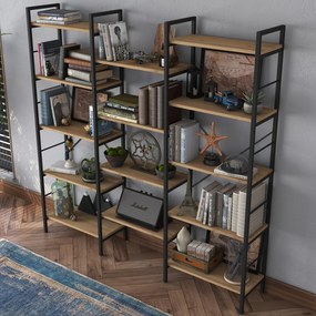 Estante "Noce Nero" - Nogueira e Preto - 176x172x30cm - Design Moderno