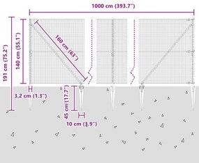 Cerca de Arame Soldado com 7 Postes de Espeto Verde 1,4x10 m Aço