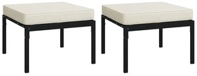 5 pcs conjunto lounge de jardim aço c/ almofadões areia
