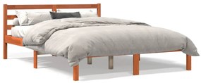 vidaXL Cama sem colchão 135x190 cm madeira pinho maciça castanho-mel