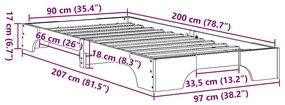 Cama Castanho Encerado 90x200 cm em Madeira de Pinho Sólido