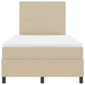 Cama Box Spring com Colchão &amp; Luz LED Verde Cinza 120x200 cm Tecido Co