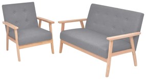 272220 vidaXL Conjunto de sofás 2 pcs tecido cinzento claro
