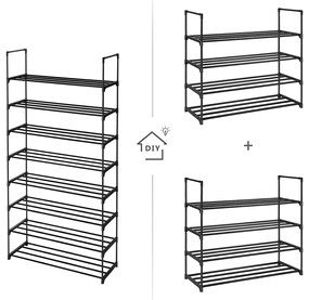 2 Sapateiras 4 prateleiras em metal 2x (30 x 92 x 74 cm) Preta