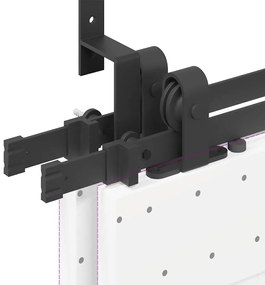 Kit de ferragens para porta deslizante 305 cm aço preto