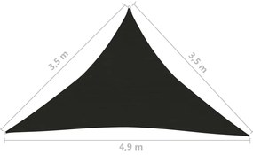 Para-sol estilo vela 160 g/m² 3,5x3,5x4,9 m PEAD preto