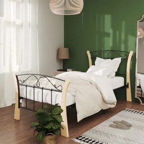 vidaXL Estrutura de cama 90x200 cm metal preto