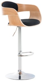 Banco de bar Kingston em tecido e com estrutura cromada 50 x 88-102 x 48 cm Preto + Cor Natural