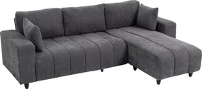 HOMCOM Sofá Chaise Longue Reversível 3 Lugares com 2 Almofadas Estofado em Linho e Estrutura em Aço 242x156x87 cm Cinzento Escuro | Aosom Portugal