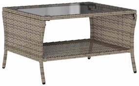 6 pcs conjunto sofás de jardim com almofadões vime cinzento