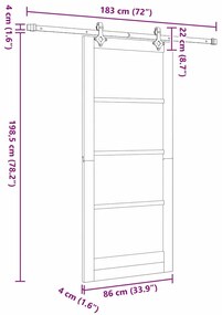 Porta Deslizante vidaXL com Conjunto de Ferragens Branca 86x198,5 cm M