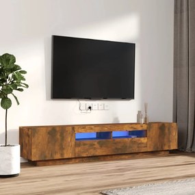 Conjunto móveis de TV 2pcs c/ LEDs madeira carvalho fumado