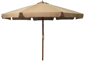 Guarda-sol exterior c/ poste madeira 330 cm cinza-acastanhado