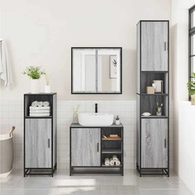 2 pcs conjunto móveis WC derivados de madeira sonoma cinza