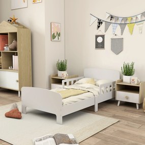 Cama infantil, 143,5 x 74,2 x 54 cm (COLCHÃO NÃO INCLUIDO), grades de segurança, base de ripas alta e estrutura robusta, branca