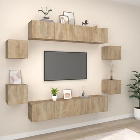 vidaXL Conjunto móveis de TV 8 pcs madeira processada carvalho sonoma