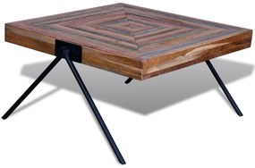 Mesa de centro com pernas em forma de V, madeira teca reciclada