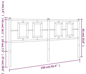Cabeceira de cama 150 cm metal branco