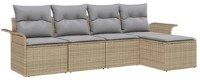 Conjunto de Sofás de Jardim vidaXL em 5 Peças com Almofadas em Rattan