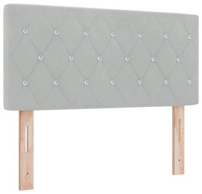 Cama Box com Colchão &amp; Luz LED Cinza Claro 120x200 cm Veludo