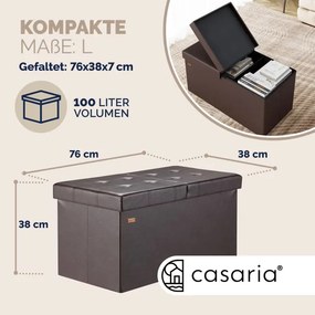 Banco dobrável com espaço de arrumação 80 x 40 x 40 cm Castanho