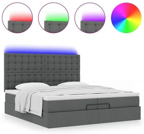 Estrutura de cama otomana com colchões tecido cinzento escuro