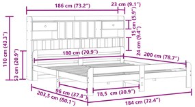 Cama com estante sem colchão 180x200 cm pinho maciço