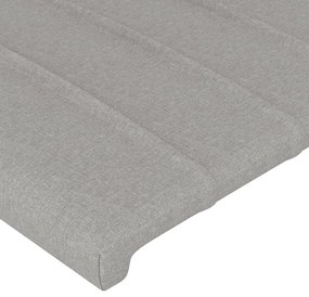Cabeceira cama c/ luzes LED tecido 93x16x118/128 cm cinza-claro