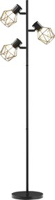 Candeeiro de pé para sala de estar com 3 luzes, compatível com lâmpadas E27 (não incluídas) 41 x 28 x 169 cm, preto