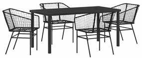 Conjunto de Jantar de Jardim 5 Peças Preto