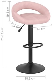 Bancos de bar 2 pcs veludo rosa
