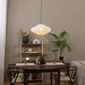 Candeeiro suspenso Japandi bege com abajur de tecido 50cm - Plu