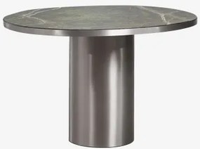 Mesa De Jantar Oval 120x100 Cm Em Pedra Natural E Aço Inoxidável Fertrix Mármore Verde Forest - Sklum
